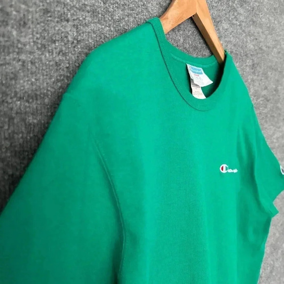 Champion Shirt Mens M/L Green Faded Embroidered Logo Casual Basic Summer Tee - Picture 3 of 11